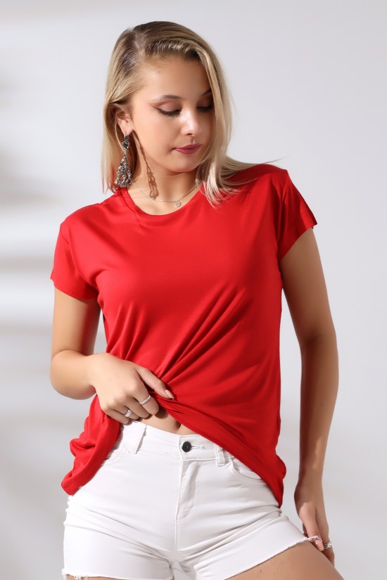 21256 BAYAN KISA KOL SALAŞ BİSİKLET YAKA VSK TSHIRT