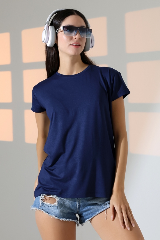 21256 KADIN KISA KOL SALAŞ BİSİKLET YAKA VSK TSHIRT