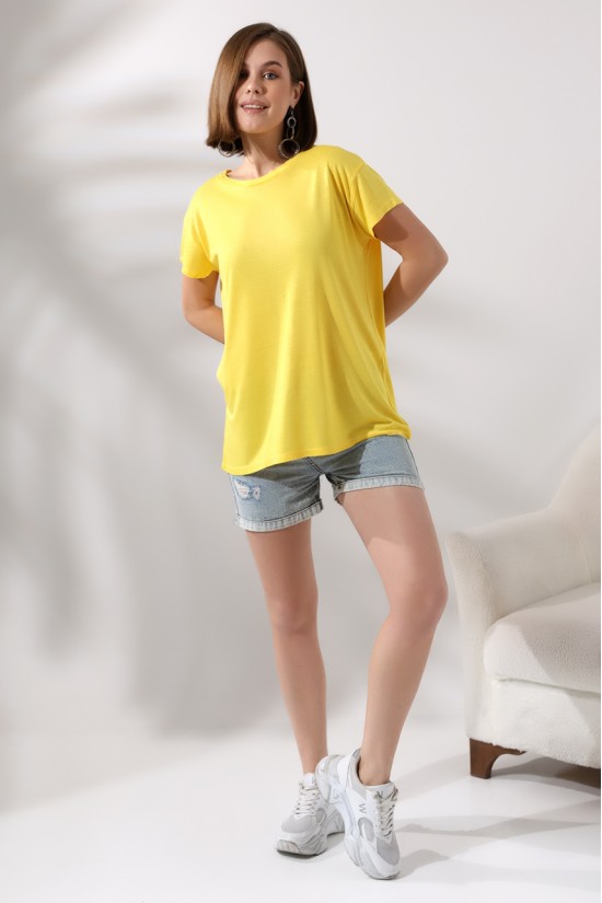 21256 KADIN KISA KOL SALAŞ BİSİKLET YAKA VSK TSHIRT