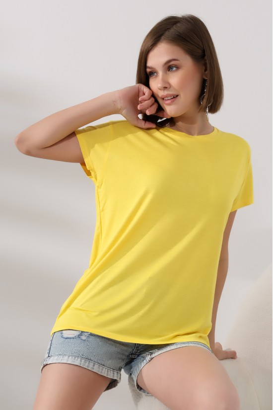 21256 KADIN KISA KOL SALAŞ BİSİKLET YAKA VSK TSHIRT