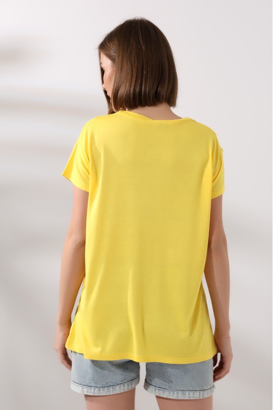 21256 KADIN KISA KOL SALAŞ BİSİKLET YAKA VSK TSHIRT