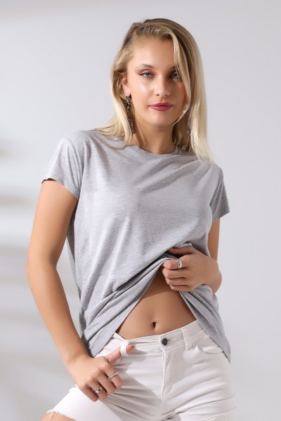 21256 KADIN KISA KOL SALAŞ BİSİKLET YAKA VSK TSHIRT