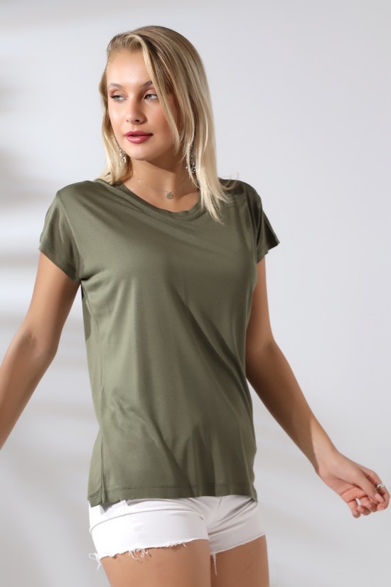 21256 BAYAN KISA KOL SALAŞ BİSİKLET YAKA VSK TSHIRT