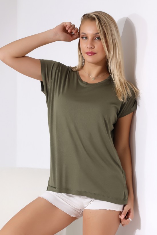 21256 BAYAN KISA KOL SALAŞ BİSİKLET YAKA VSK TSHIRT