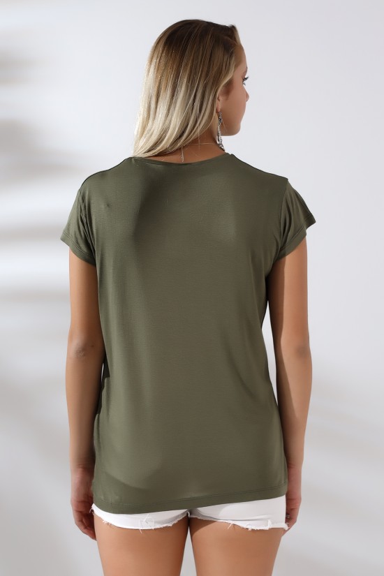 21256 BAYAN KISA KOL SALAŞ BİSİKLET YAKA VSK TSHIRT