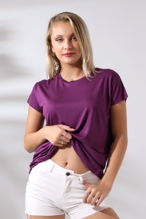 21256 KADIN KISA KOL SALAŞ BİSİKLET YAKA VSK TSHIRT