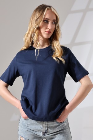 21666 KADIN KALIN FAYN PENYE KOMPAKT KISA KOL TSHIRT