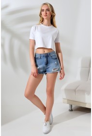 21754  KADIN KISA KOL KATLAMALI FULL LYC COMP.PENYE GENİŞ KISA TSHIRT