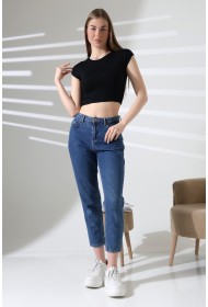 21932 KADIN KISA KOLU BEDENDE BİSİKLET YAKA FULLLYC VORTEKSVSKRİBANA KISA CROP TSHIRT