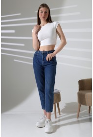 21932 KADIN KISA KOLU BEDENDE BİSİKLET YAKA FULLLYC VORTEKSVSKRİBANA KISA CROP TSHIRT