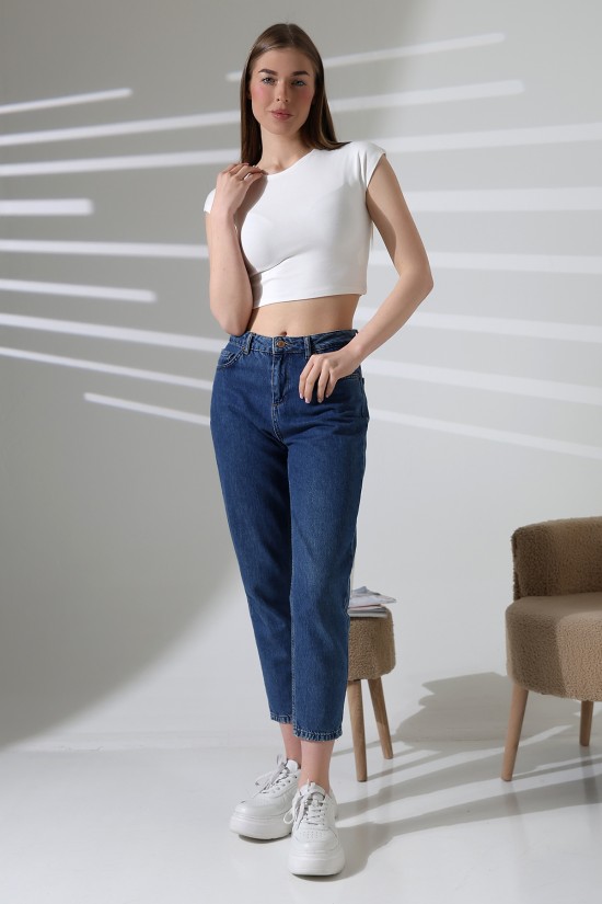 21932 KADIN KISA KOLU BEDENDE BİSİKLET YAKA FULLLYC VORTEKSVSKRİBANA KISA CROP TSHIRT