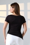 22027  KADIN TULUMKAYIK YAKA MİKRO KISA KOL SOLYANI BÜZGÜLÜ SAĞYANI YIRTMAÇLI TSHIRT 