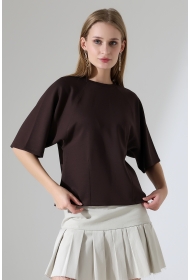 22152  KADIN SALAŞ REGLAN YARIM KOL ÖN VE ARKA BEDEN DİKEY PENSLİ BİSİKLET YAKA DOUBLEFACE YUMUŞAK DOKU  TSHIRT 