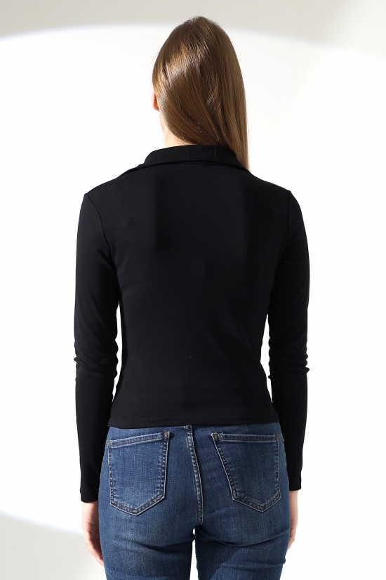 21938 KADIN FULLLYC RİBANA UZUN KOL KOL GÖMLEK YAKA PATLI UZUN KOL TSHIRT