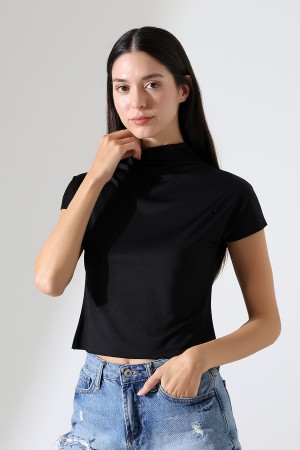 22002 KADIN FULL LYC MİKRO KENDİLİĞİNDEN DİK YAKASI KOLU ETEĞİ DİKİŞSİZ KOLU BEDENDE TSHIRT