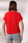 19588 BAYAN DİK YAKA KISA KOLU BEDENDE PAMUKLU KISA TSHIRT