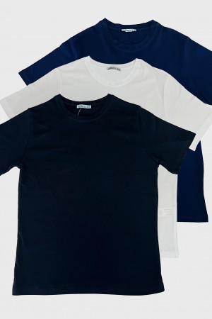 0-31751 - 3'LÜ PAKET  ERKEK BASİC COMFORT FİT  KISA KOL BİSİKLET YAKA PAMUKLU TSHIRT 