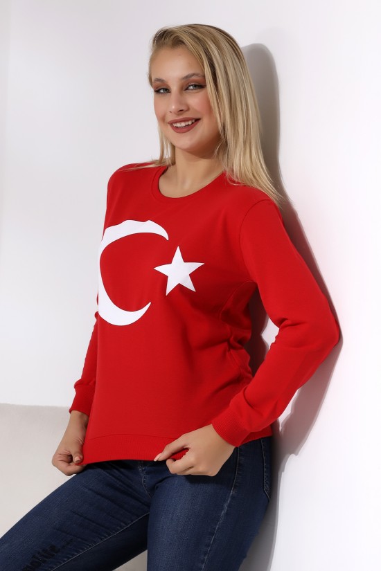 19158 TÜRK BAYRAK BASK.2CM TEMİZLEME BİYELİ 2İP KADIN SWET