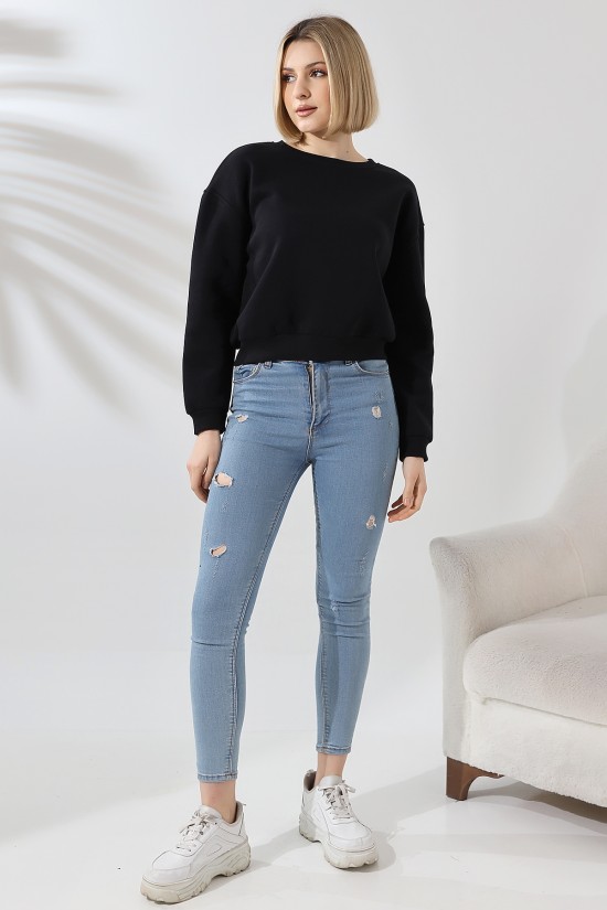 21614 KADIN 3 İP PENYE COMPACK ŞARDONLU GENİŞ VE KISA BİSİKLET YAKA SWETSHIRT 21614 KADIN 3 İP PENYE COMPACK ŞARDONLU GENİŞ VE KISA BİSİKLET YAKA SWETSHIRT