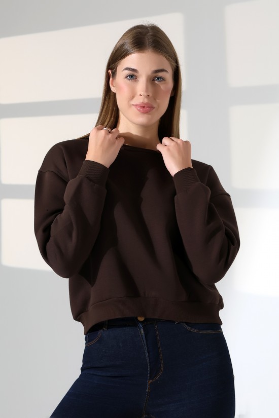21614 KADIN 3 İP PENYE KOMPAKT ŞARDONLU GENİŞ VE KISA BİSİKLET YAKA SWEATSHIRT 21614 KADIN 3 İP PENYE KOMPAKT ŞARDONLU GENİŞ VE KISA BİSİKLET YAKA SWEATSHIRT