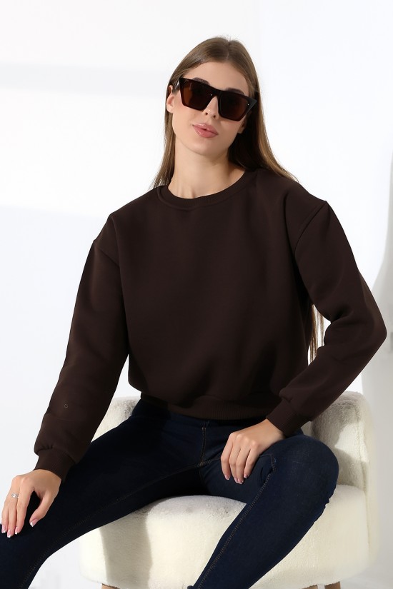 21614 KADIN 3 İP PENYE KOMPAKT ŞARDONLU GENİŞ VE KISA BİSİKLET YAKA SWEATSHIRT 21614 KADIN 3 İP PENYE KOMPAKT ŞARDONLU GENİŞ VE KISA BİSİKLET YAKA SWEATSHIRT