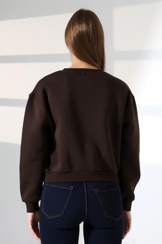 21614 KADIN 3 İP PENYE KOMPAKT ŞARDONLU GENİŞ VE KISA BİSİKLET YAKA SWEATSHIRT 21614 KADIN 3 İP PENYE KOMPAKT ŞARDONLU GENİŞ VE KISA BİSİKLET YAKA SWEATSHIRT