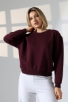 21614 KADIN 3 İP PENYE KOMPAKT ŞARDONLU GENİŞ VE KISA BİSİKLET YAKA SWEATSHIRT