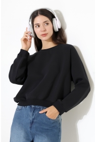 21973 KADIN 3 İP PENYE KOMPAKT ŞARDONLU KARYOKALI REGLAN KOL YANLARI KARYOKALI PARÇALI GENİŞ  BİSİKLET YAKA SWEATSHIRT