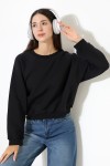 21973 KADIN 3 İP PENYE KOMPAKT ŞARDONLU KARYOKALI REGLAN KOL YANLARI KARYOKALI PARÇALI GENİŞ  BİSİKLET YAKA SWEATSHIRT