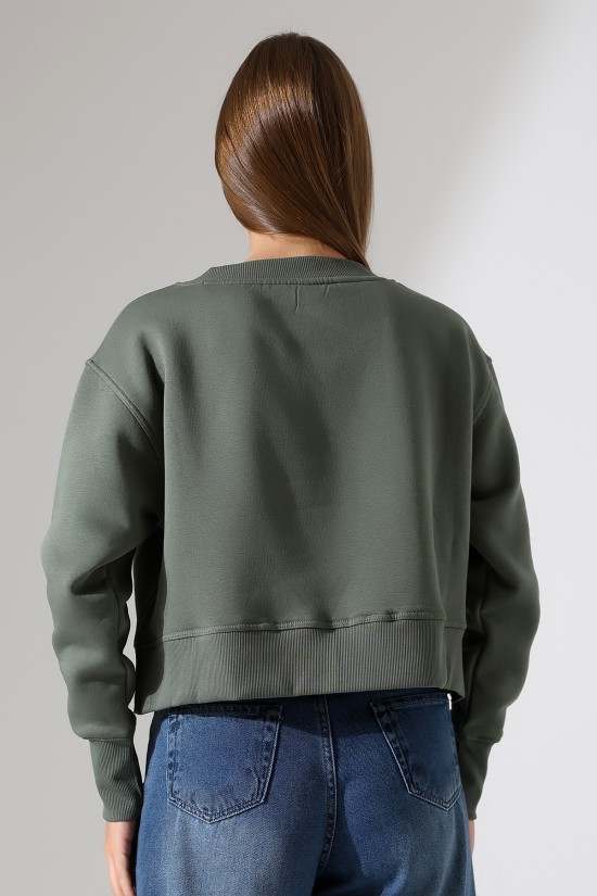 21925 KADIN 3 İP PENYE KOMPAKT ŞARDONLU YÜKSEK KAŞG YAKA ALTI ÜÇGEN  KARYOKALI  YANLARI YIRTMAÇLI I GENİŞ   SWEATSHIRT