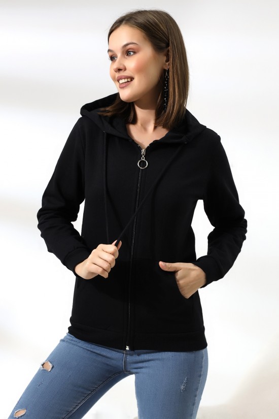 19116 BAYAN DÜZ 2İP ŞARDONLU FERM. KAPŞONLU SWETSHIRT 19116 BAYAN DÜZ 2İP ŞARDONLU FERM. KAPŞONLU SWETSHIRT