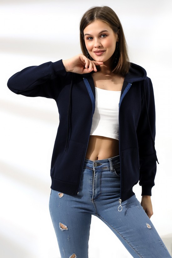 19116 BAYAN DÜZ 2İP ŞARDONLU FERM. KAPŞONLU SWETSHIRT 19116 BAYAN DÜZ 2İP ŞARDONLU FERM. KAPŞONLU SWETSHIRT