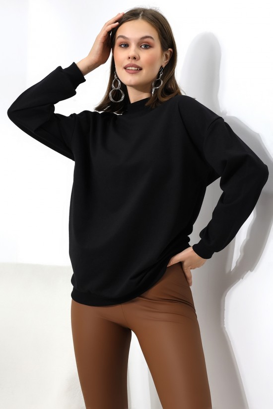 19556 BAYAN POLYVSK 2 İP YARIM BALIKÇI TUNİK SWETSHIRT 