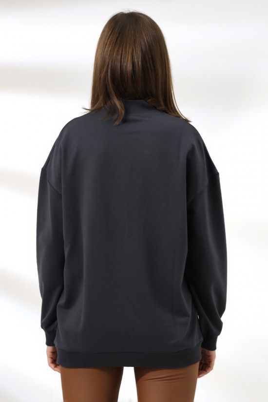 19556 BAYAN POLYVSK 2 İP YARIM BALIKÇI TUNİK SWETSHIRT 