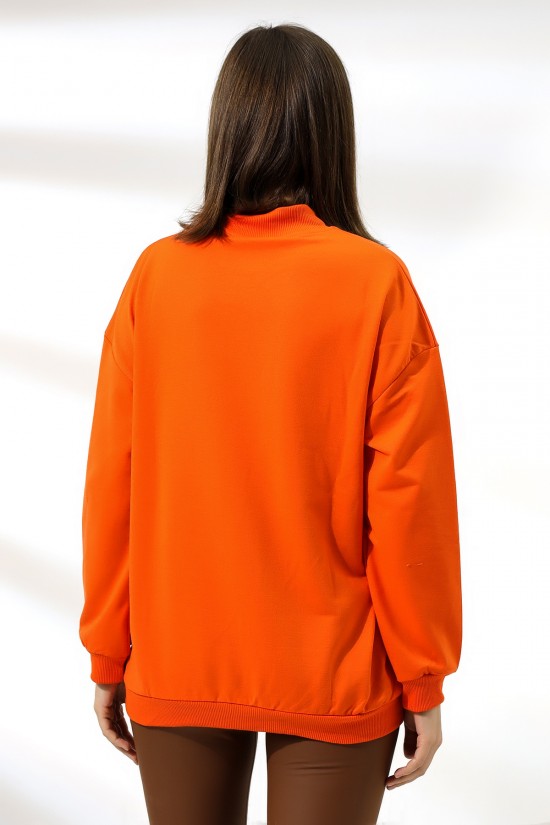 19556 BAYAN POLYVSK 2 İP YARIM BALIKÇI TUNİK SWETSHIRT 