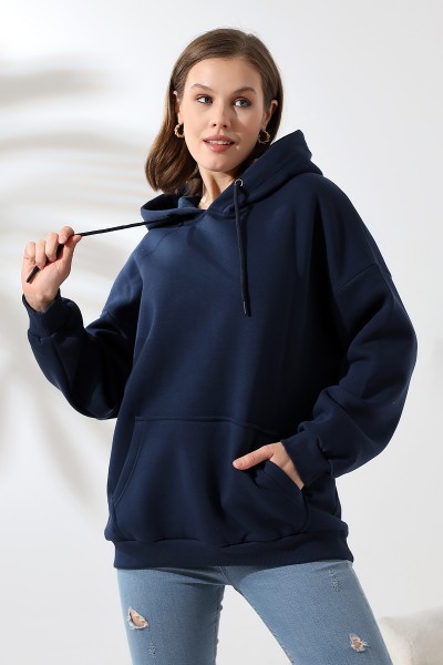 21615 KADIN 3 İP PENYE KOMPAKT ŞARDONLU SALAŞ OVERSİZE KAPŞONLU KANGURU CEPLİ SWEATSHIRT 21615 KADIN 3 İP PENYE KOMPAKT ŞARDONLU SALAŞ OVERSİZE KAPŞONLU KANGURU CEPLİ SWEATSHIRT