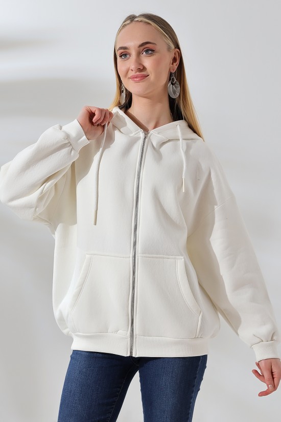 21618 KADIN 3 İP PENYE COMPACK ŞARDONLU METAL FERMUARLI SALAŞ OVERSİZE KAPŞONLU KANGURU CEPLİ SWETSHIRT 21618 KADIN 3 İP PENYE COMPACK ŞARDONLU METAL FERMUARLI SALAŞ OVERSİZE KAPŞONLU KANGURU CEPLİ SWETSHIRT