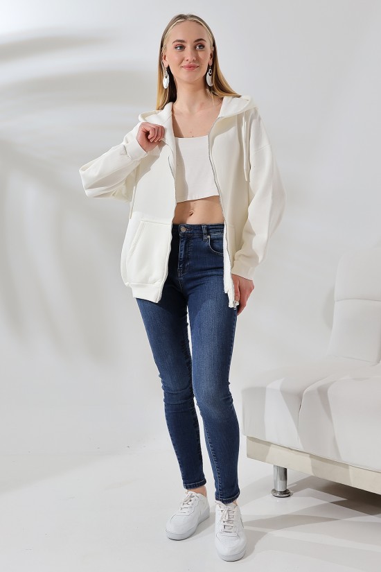 21618 KADIN 3 İP PENYE COMPACK ŞARDONLU METAL FERMUARLI SALAŞ OVERSİZE KAPŞONLU KANGURU CEPLİ SWETSHIRT 21618 KADIN 3 İP PENYE COMPACK ŞARDONLU METAL FERMUARLI SALAŞ OVERSİZE KAPŞONLU KANGURU CEPLİ SWETSHIRT