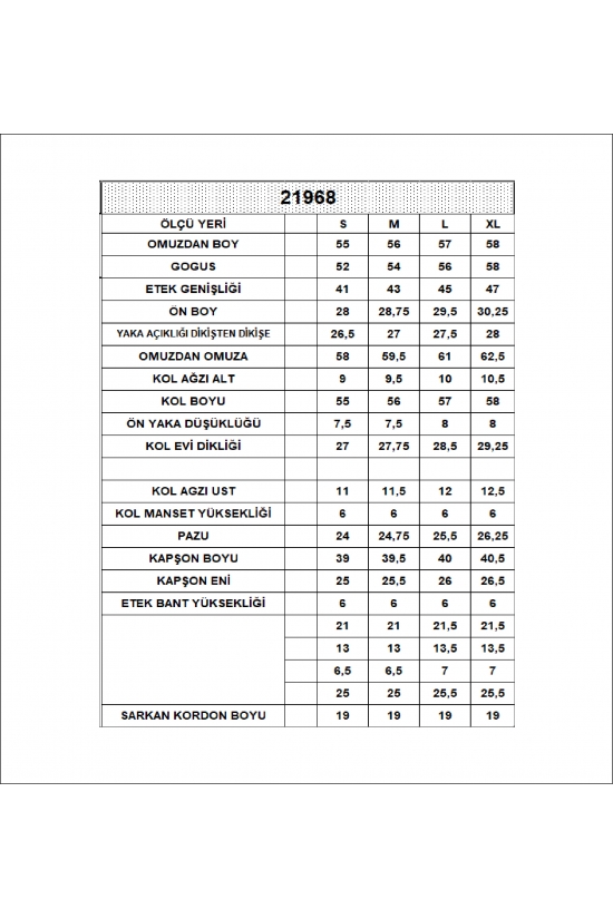 21968 KADIN 3 İP PENYE KOMPAKT ŞARDONLU SALAŞ ÖN ETEĞİ İÇE DOĞRU OVAL KAPŞONLU KANGURU CEPLİ SWEATSHIRT
