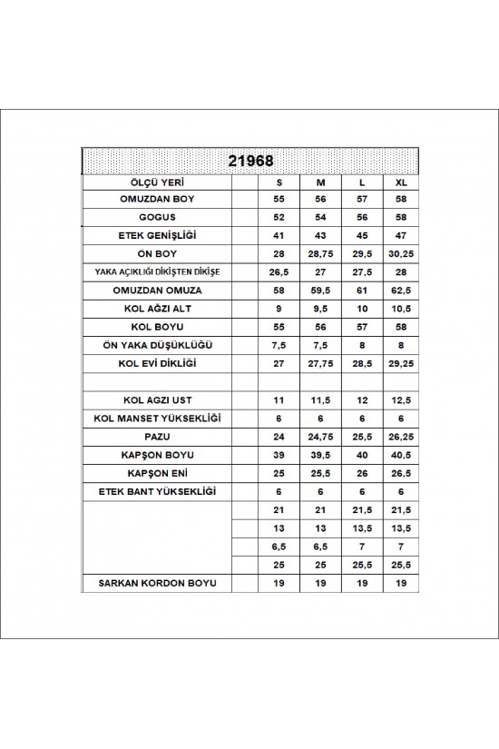 21968 KADIN 3 İP PENYE KOMPAKT ŞARDONLU SALAŞ ÖN ETEĞİ İÇE DOĞRU OVAL KAPŞONLU KANGURU CEPLİ SWEATSHIRT