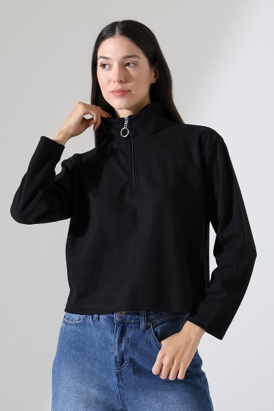 21986 KADIN SELANİK FERMUARLI GÖMLEK YAKA SWEATSHIRT 21986 KADIN SELANİK FERMUARLI GÖMLEK YAKA SWEATSHIRT
