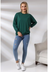 20814 KADIN OVERSİZE 2İP SALAŞ GENİŞ SWETSHIRT