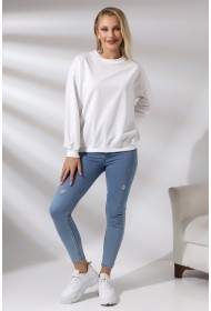 20814 KADIN OVERSİZE 2İP SALAŞ GENİŞ SWETSHIRT