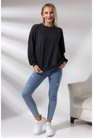 20814 KADIN OVERSİZE 2İP SALAŞ GENİŞ SWETSHIRT