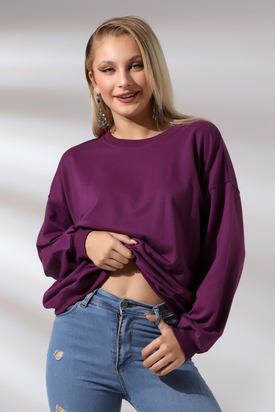 20814 BAYAN OVERSİZE 2İP SALAŞ GENİŞ SWETSHIRT