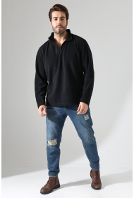 21855 ERKEK POLAR KUMAŞ KAMYONCU HAKİM YAKA SWEATSHIRT 