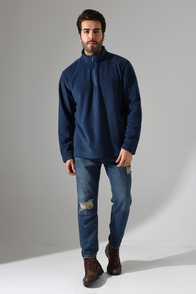 21855 ERKEK POLAR KUMAŞ KAMYONCU HAKİM YAKA SWEATSHIRT 