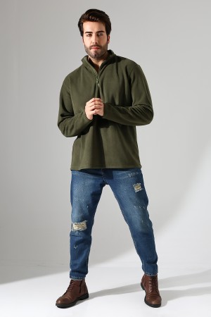 21855 ERKEK POLAR KUMAŞ KAMYONCU HAKİM YAKA SWEATSHIRT 