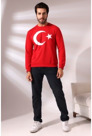 19156 TÜRK BAYRAK BASKILI BİSİKLET YAKA 2 İP ERKEK SWETSHİRT 19156 TÜRK BAYRAK BASKILI BİSİKLET YAKA 2 İP ERKEK SWETSHİRT