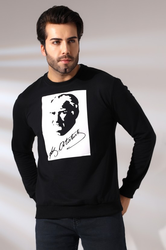 19157 K. ATATÜRK BASKILI BİSİKLET YAKA 2 İP ERKEK SWETSHİRT 19157 K. ATATÜRK BASKILI BİSİKLET YAKA 2 İP ERKEK SWETSHİRT